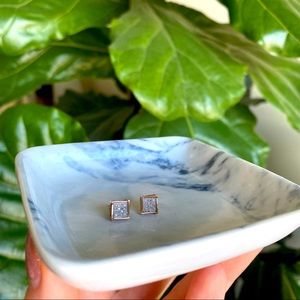 Pair of Macy’s Diamond Accent Square Stud Earrings in 10k Rose Gold